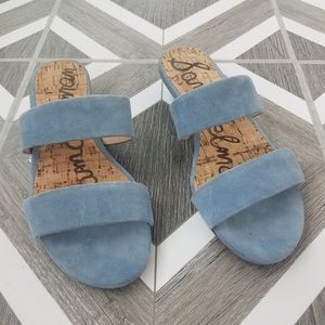 NWOT Sam Edelman Blue Slip On Sandals Size 6